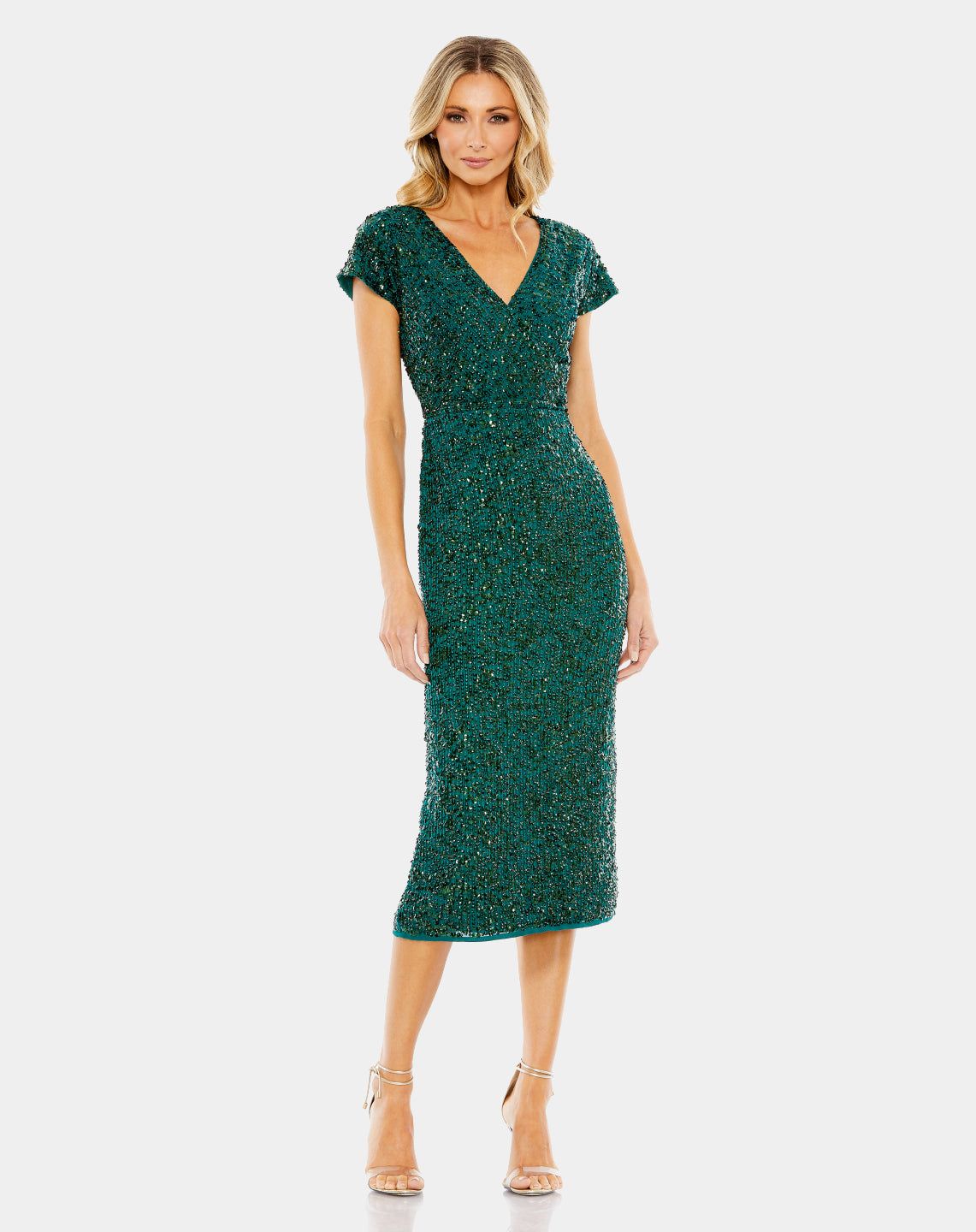Sequined Short Sleeve Wrap Over Cocktail Dress sold by Lord & Taylor product image thumbnail 12