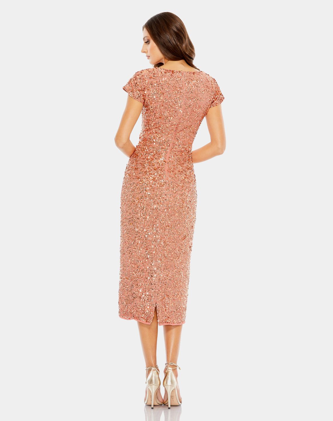 Sequined Short Sleeve Wrap Over Cocktail Dress sold by Lord & Taylor product image thumbnail 7