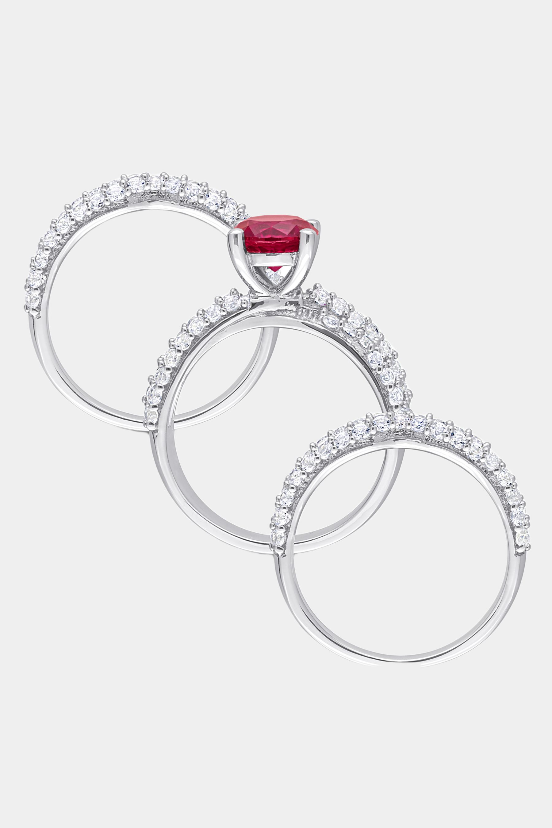 Created Ruby Created Sapphire 3-Piece Bridal Ring Set sold by Lord & Taylor product image thumbnail 2