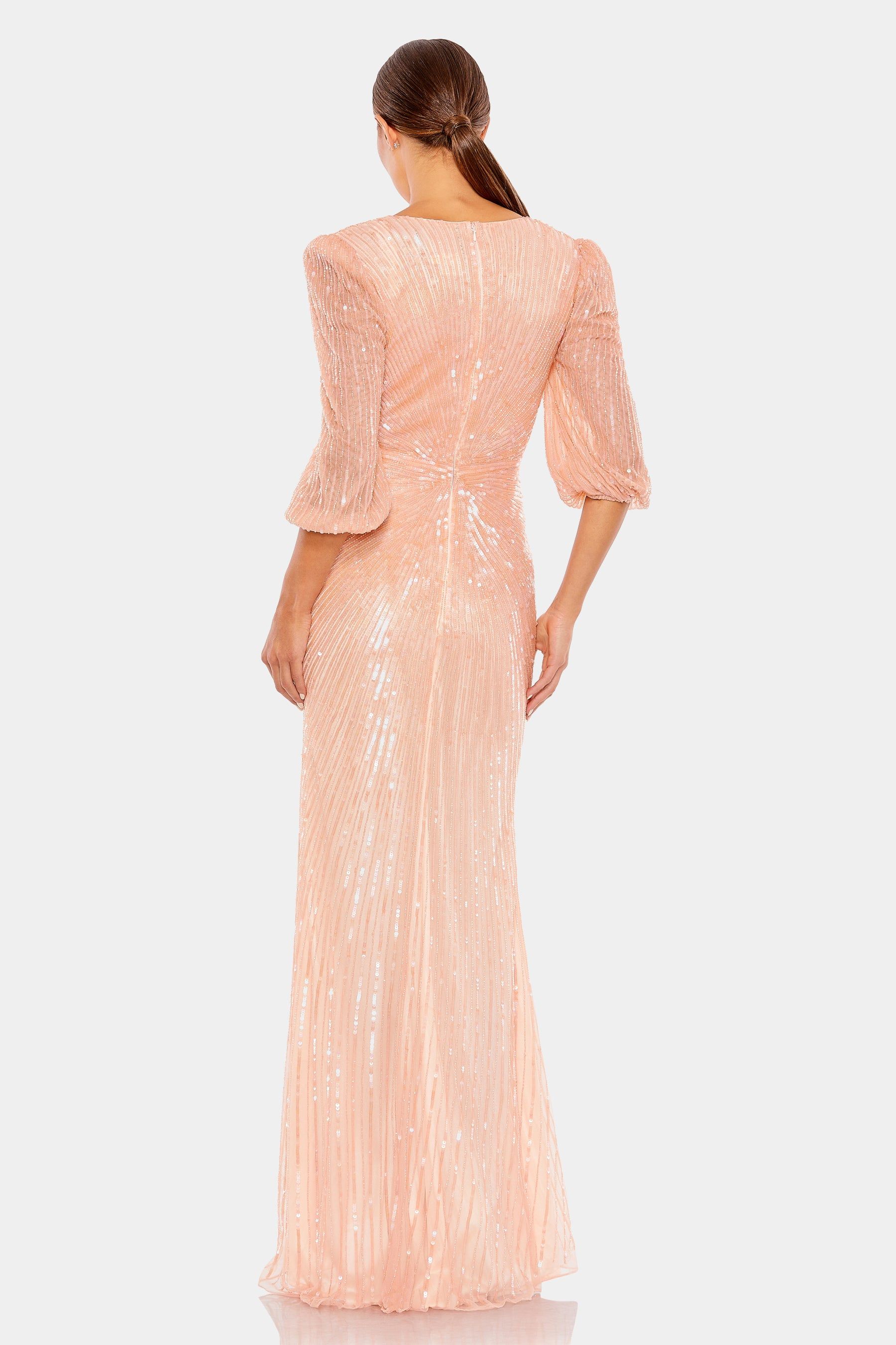 Sequined Faux Wrap Puff Sleeve Gown sold by Lord & Taylor product image thumbnail 2