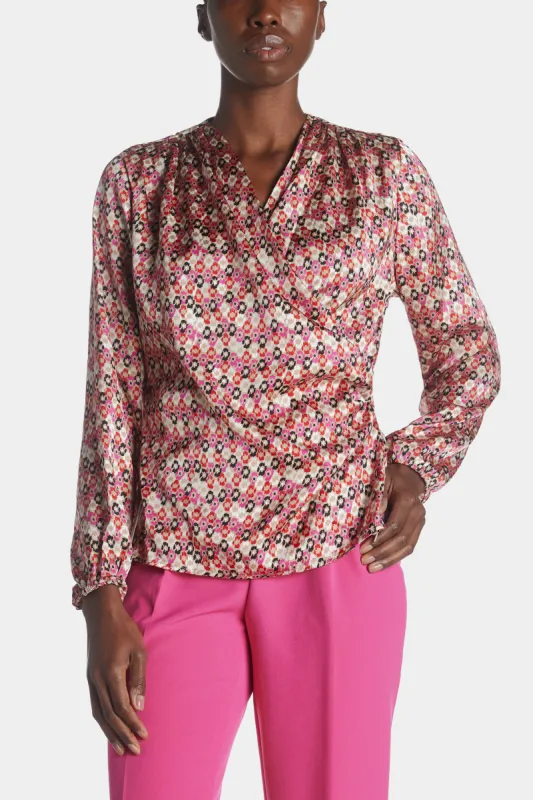 Long Sleeve Faux Wrap Draped Blouse sold by Lord & Taylor