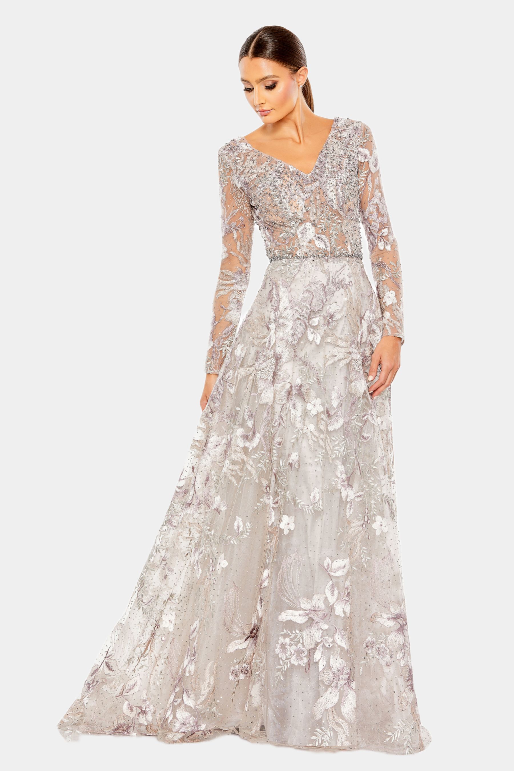 Embellished Long Sleeve A Line Gown sold by Lord & Taylor