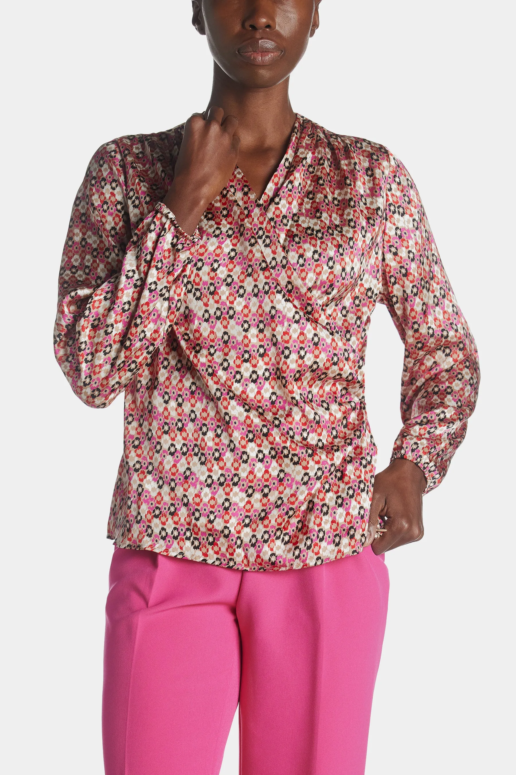 Long Sleeve Faux Wrap Draped Blouse sold by Lord & Taylor product image thumbnail 3