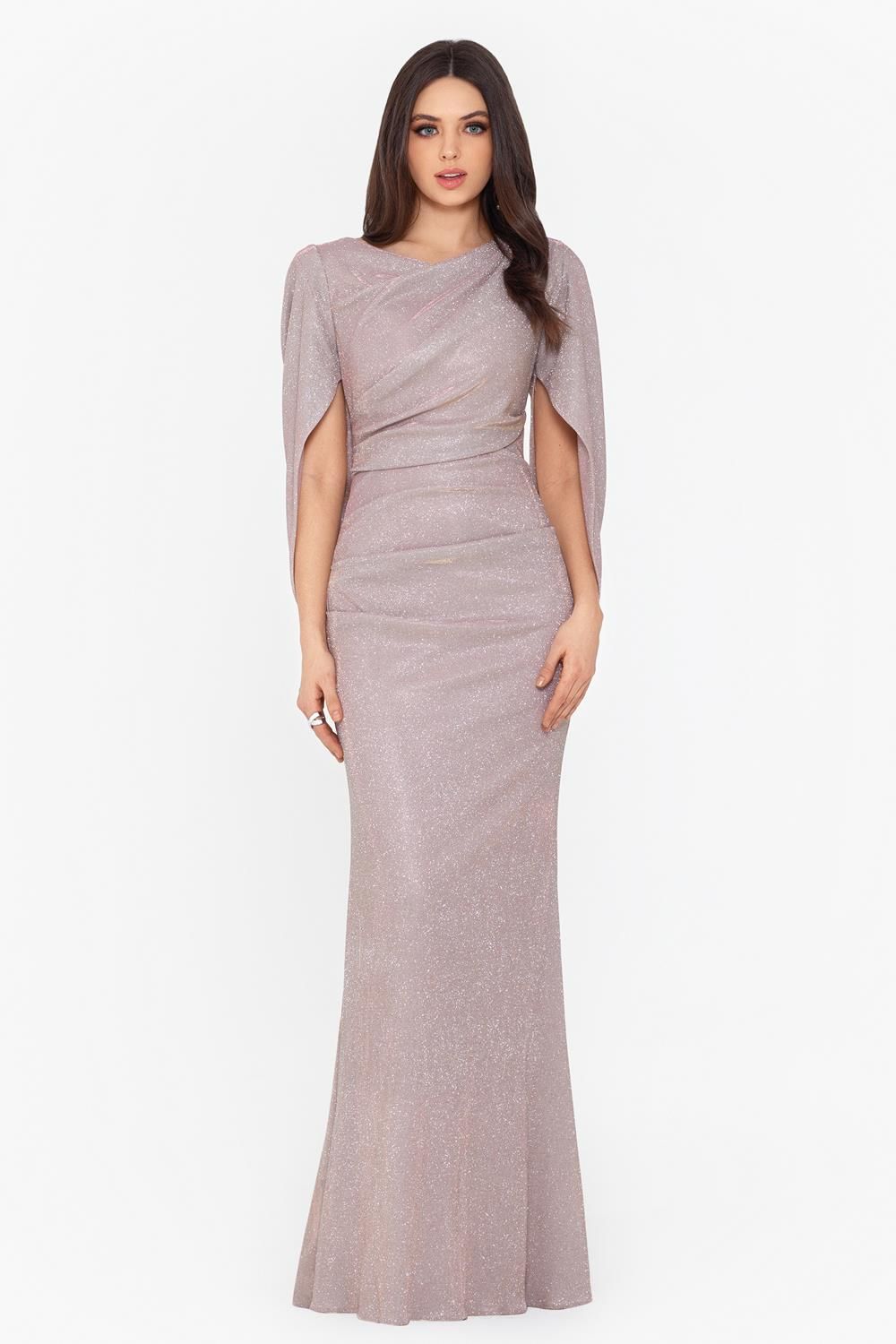 Glitter Knit Drape Back Gown sold by Lord & Taylor