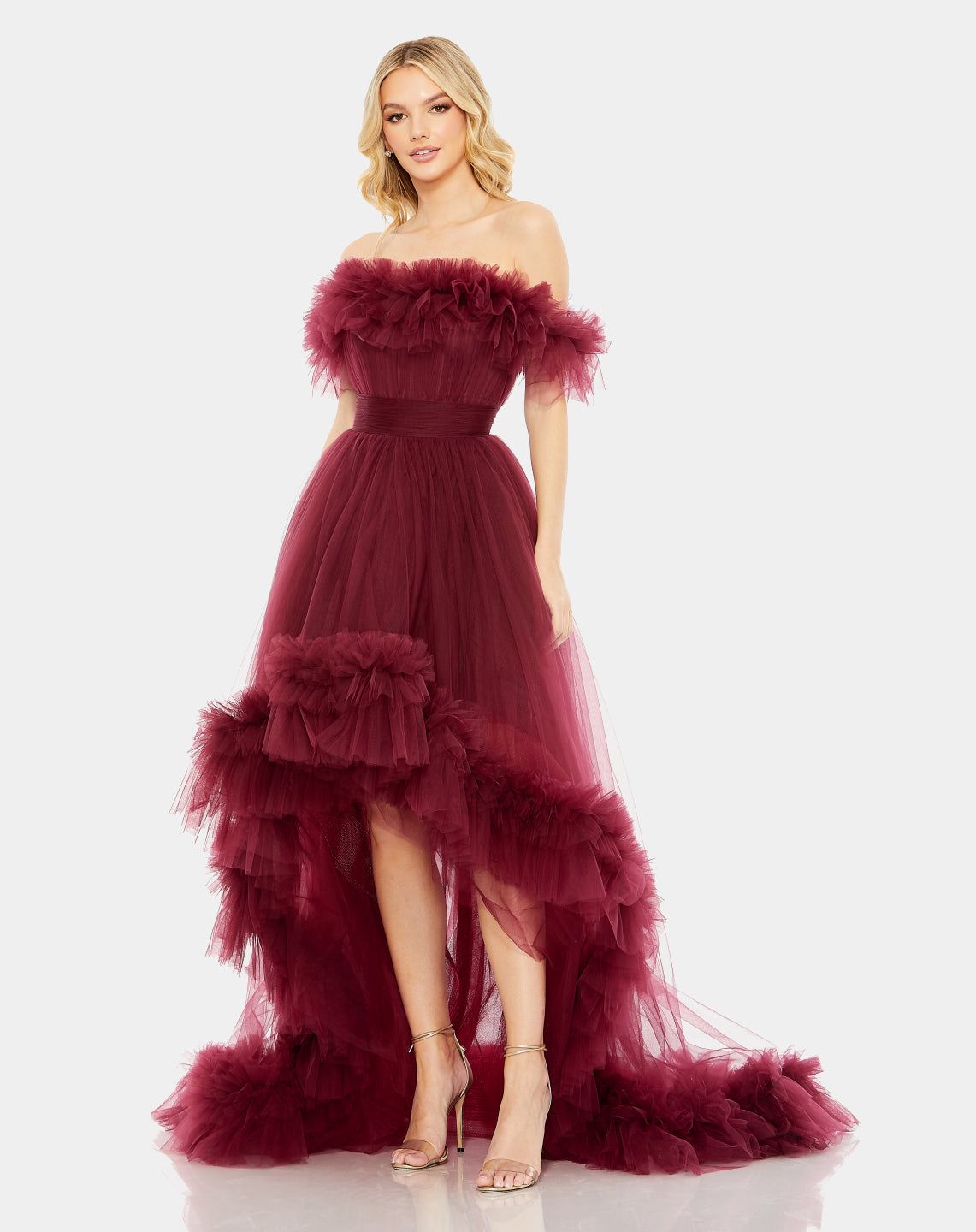 Tulle High-Low Off the Shoulder Gown sold by Lord & Taylor