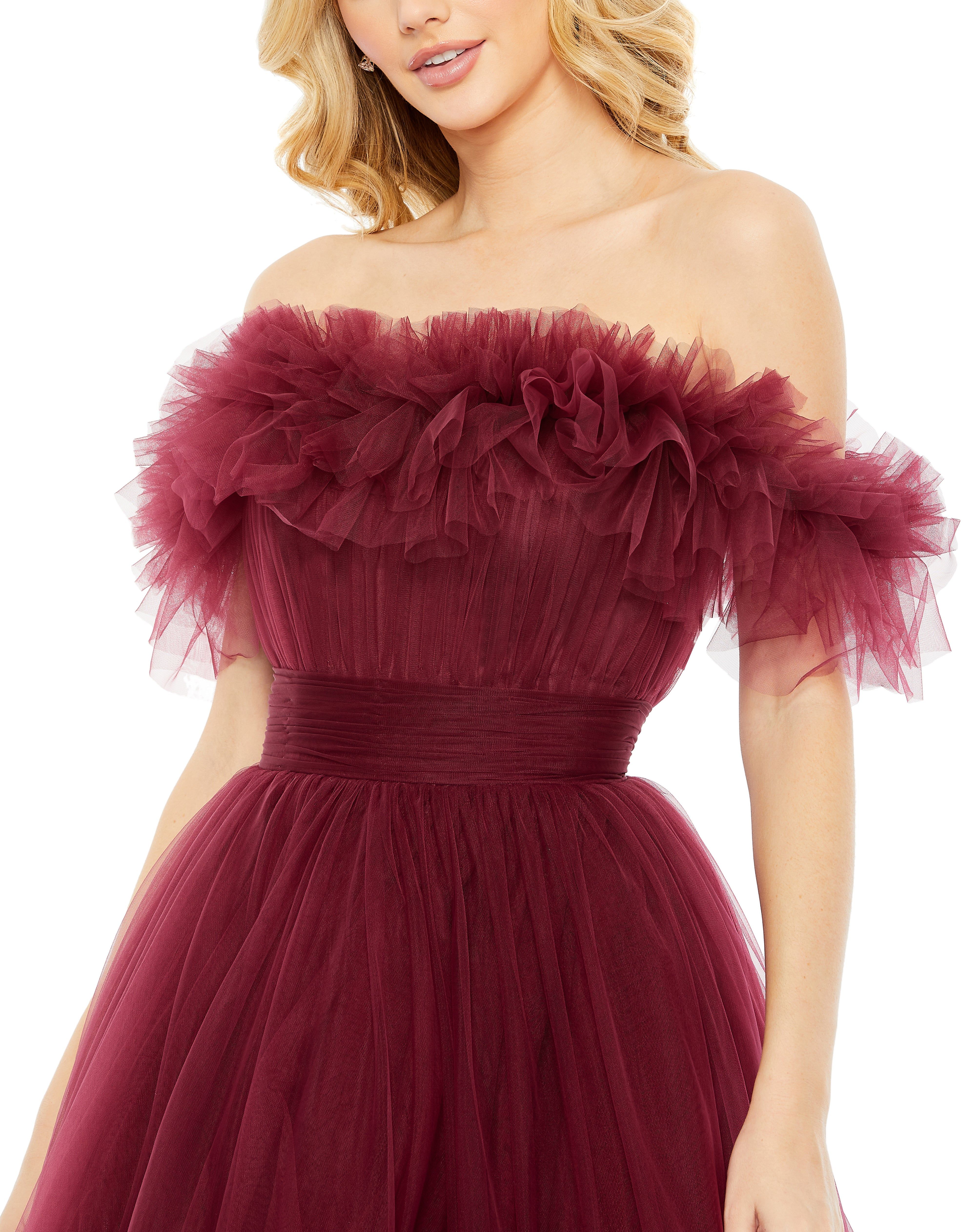 Tulle High-Low Off the Shoulder Gown sold by Lord & Taylor product image thumbnail 2