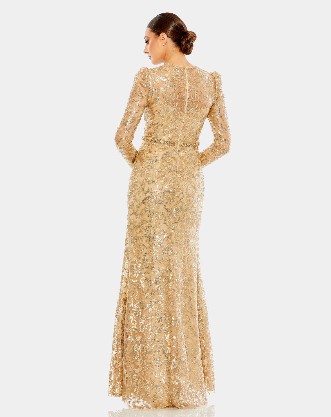 Embellished High Neck Long Sleeve Gown sold by Lord & Taylor product image thumbnail 4