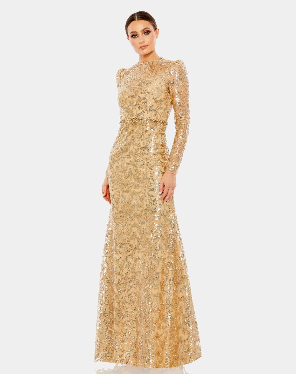Embellished High Neck Long Sleeve Gown sold by Lord & Taylor product image thumbnail 2