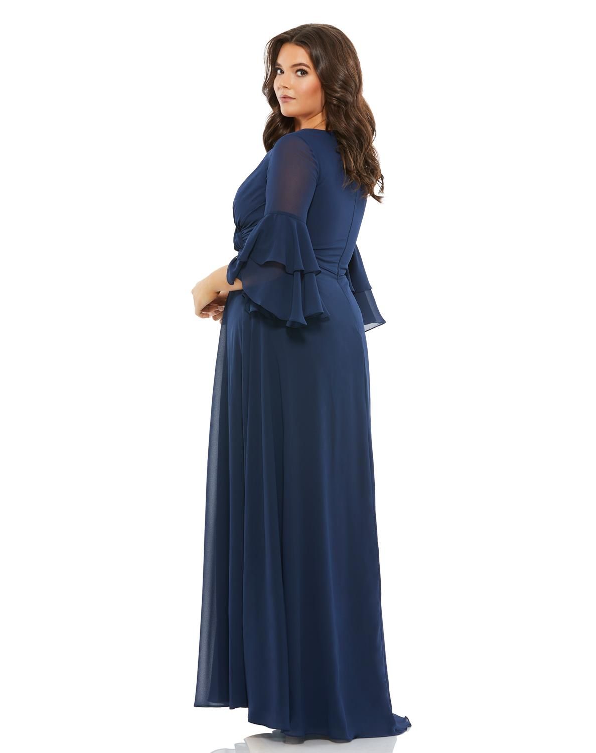 Long Sleeve V Neck Chiffon A-Line Gown sold by Lord & Taylor product image thumbnail 2