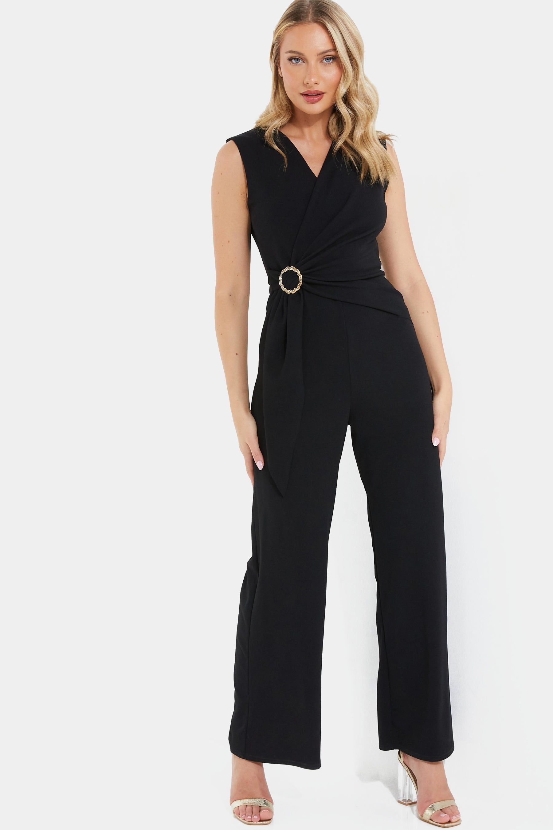 Embellished Buckle Palazzo Jumpsuit sold by Lord & Taylor