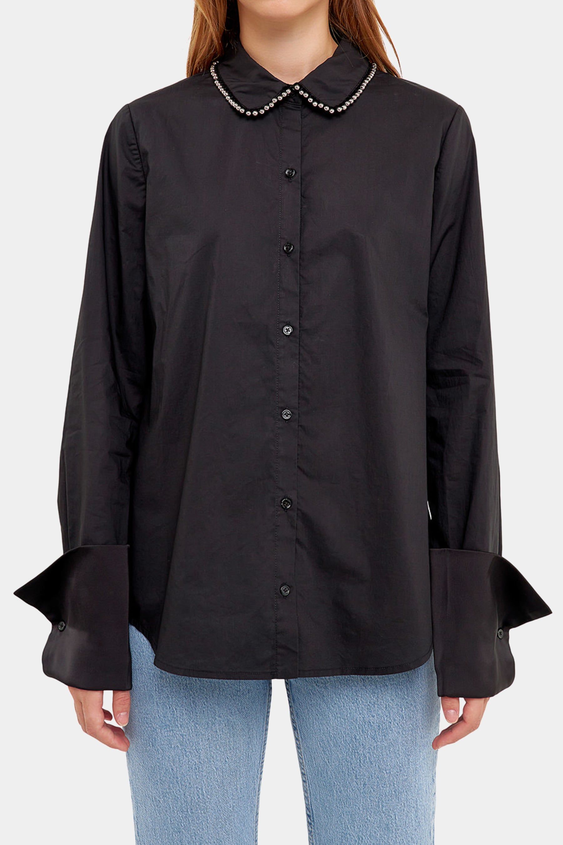 ER-BEADED COLLAR POPLIN SHIRT sold by Lord & Taylor product image thumbnail 4