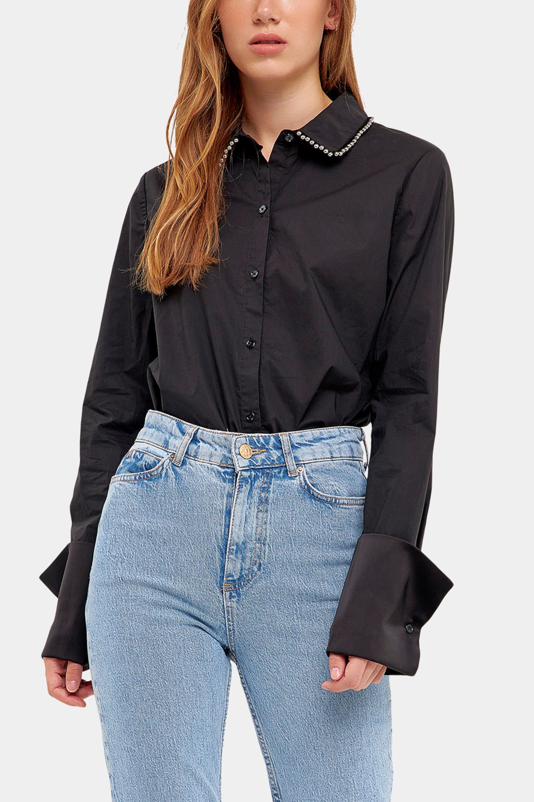 ER-BEADED COLLAR POPLIN SHIRT sold by Lord & Taylor