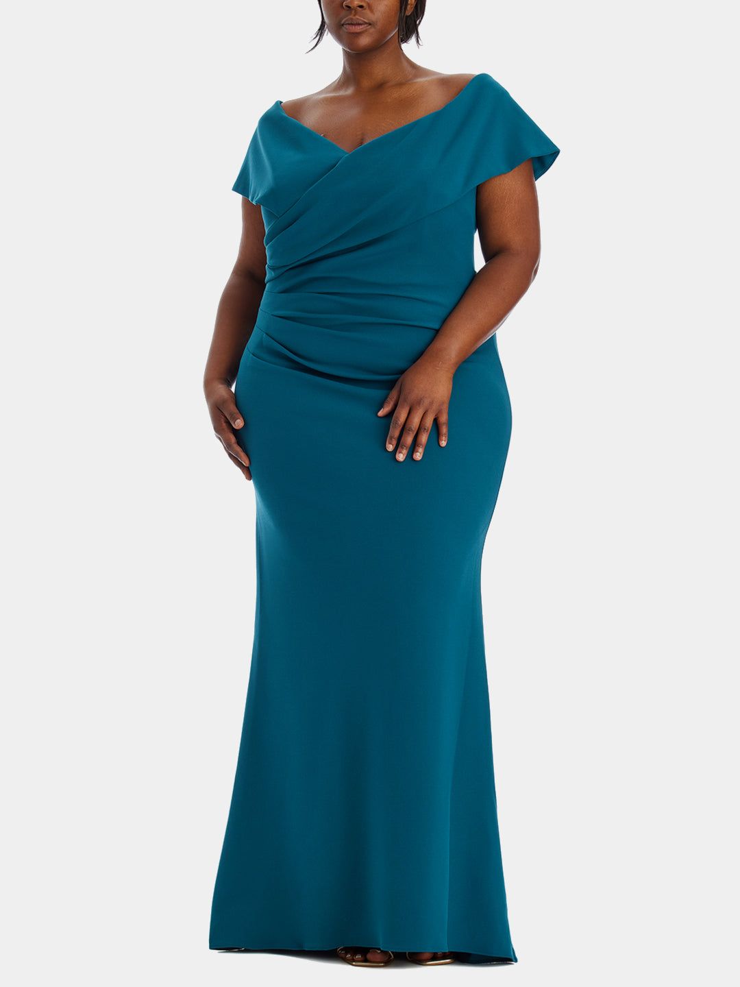 Long Off the Shoulder Cuff Wrap Crepe Gown sold by Lord & Taylor product image thumbnail 5