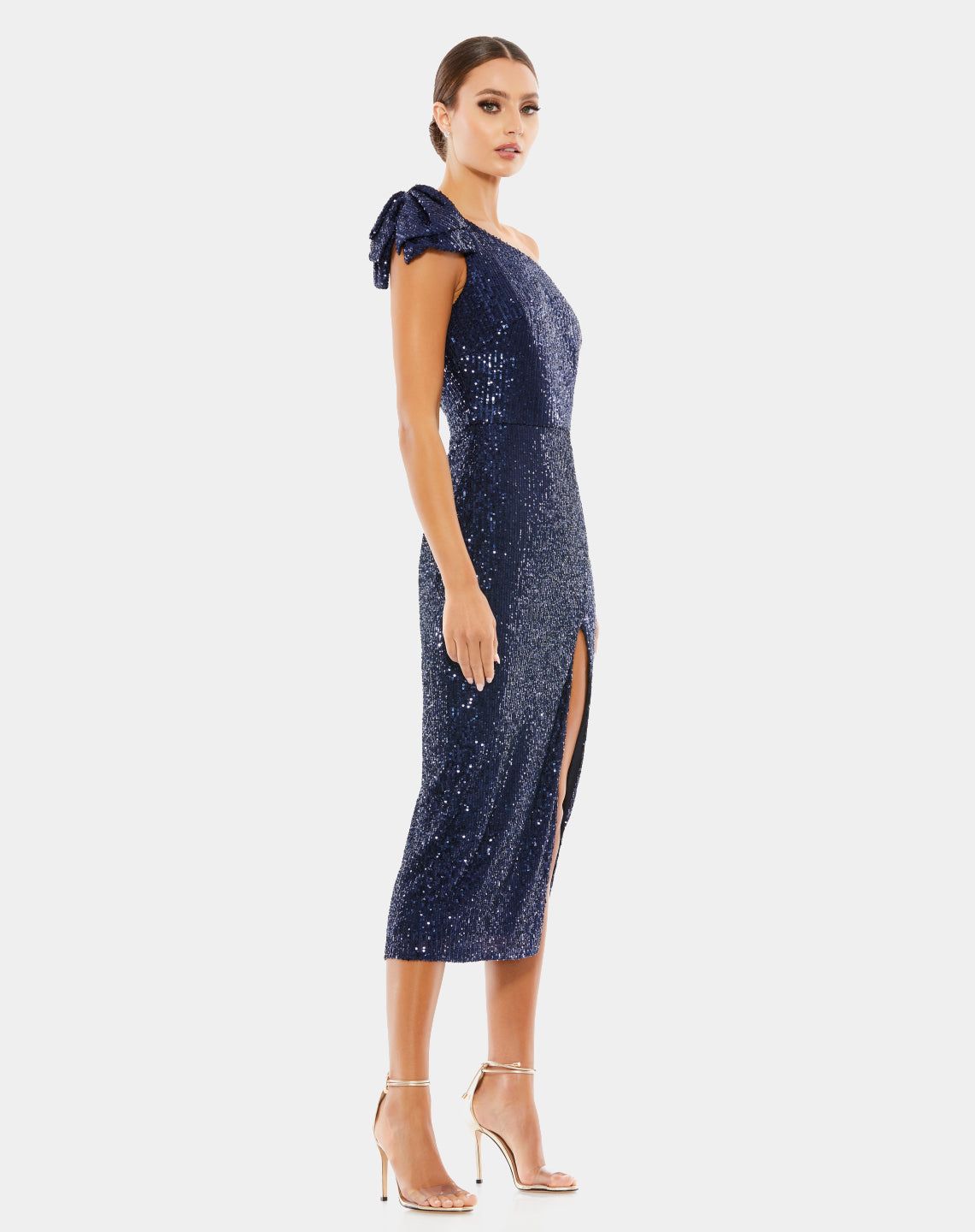 Sequined One Shoulder Bow Midi Dress sold by Lord & Taylor product image thumbnail 4