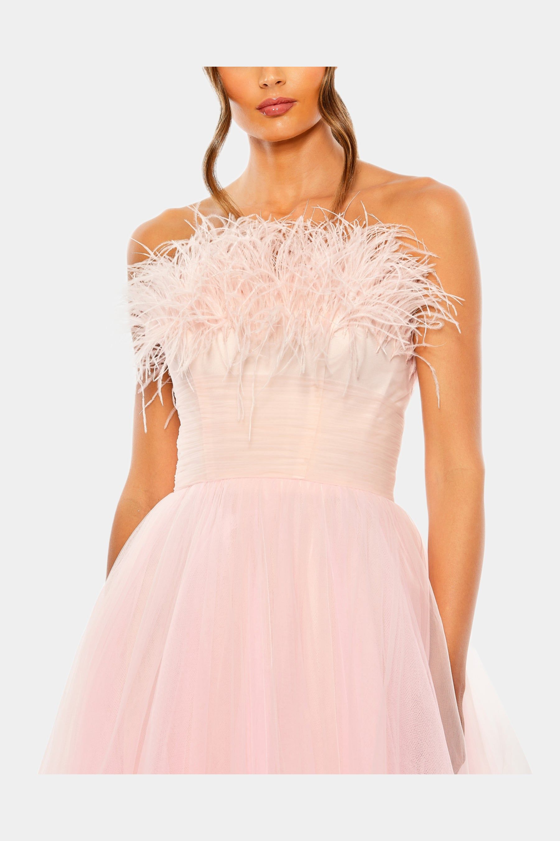 Strapless Feather Hem Tulle Gown sold by Lord & Taylor product image thumbnail 5