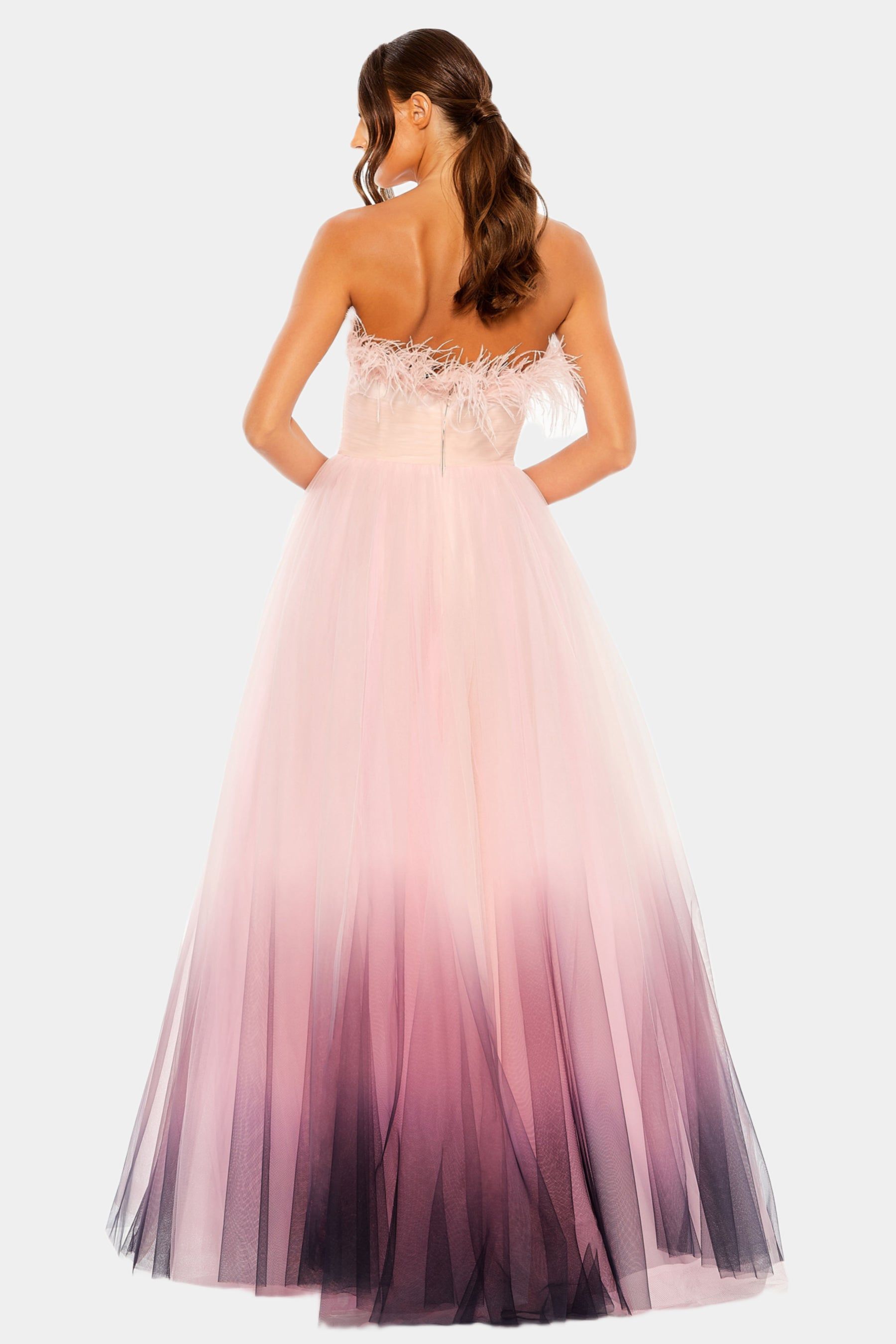 Strapless Feather Hem Tulle Gown sold by Lord & Taylor product image thumbnail 2