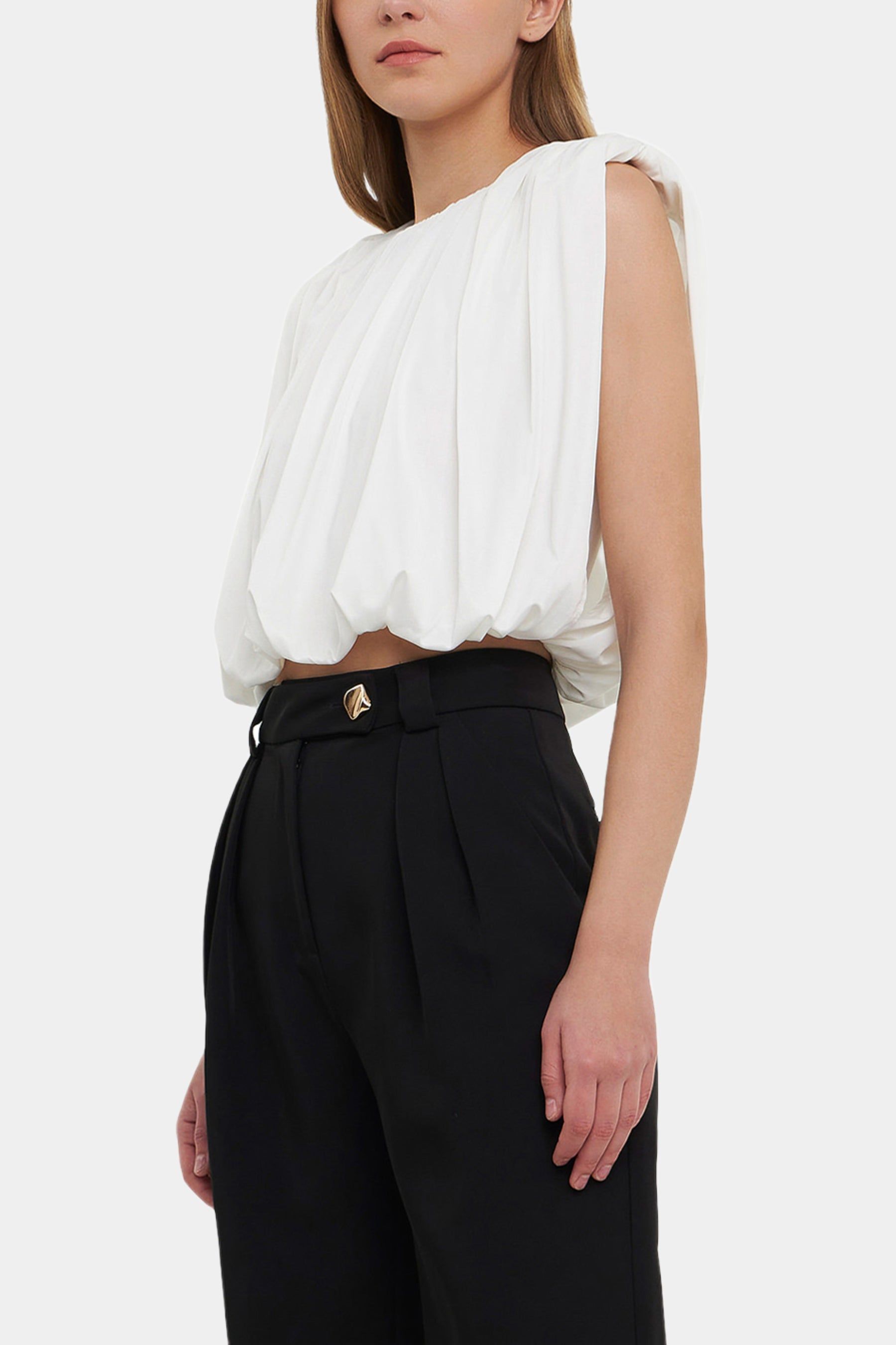 Shirred Shoulder Cropped Top sold by Lord & Taylor product image thumbnail 9