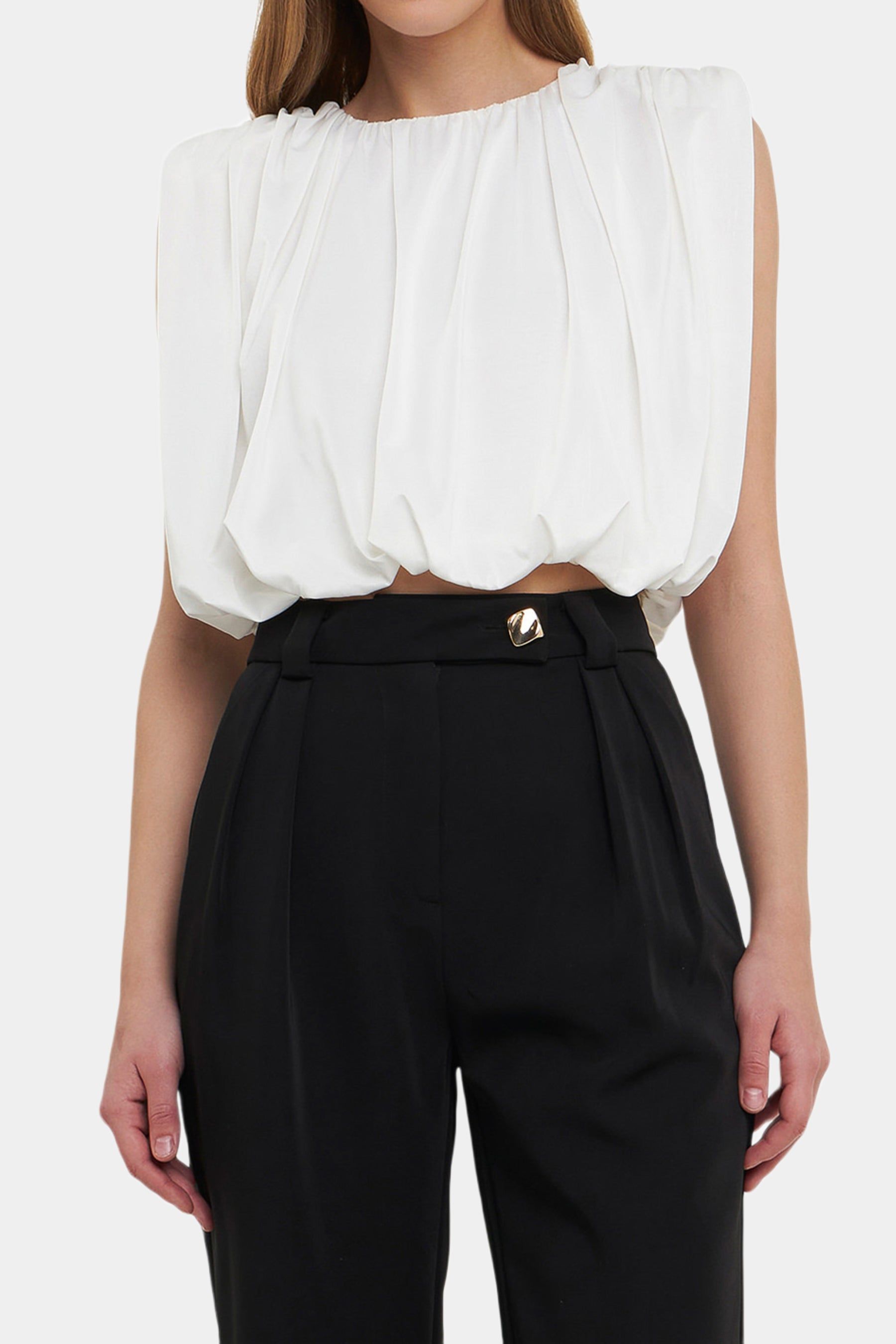 Shirred Shoulder Cropped Top sold by Lord & Taylor product image thumbnail 6