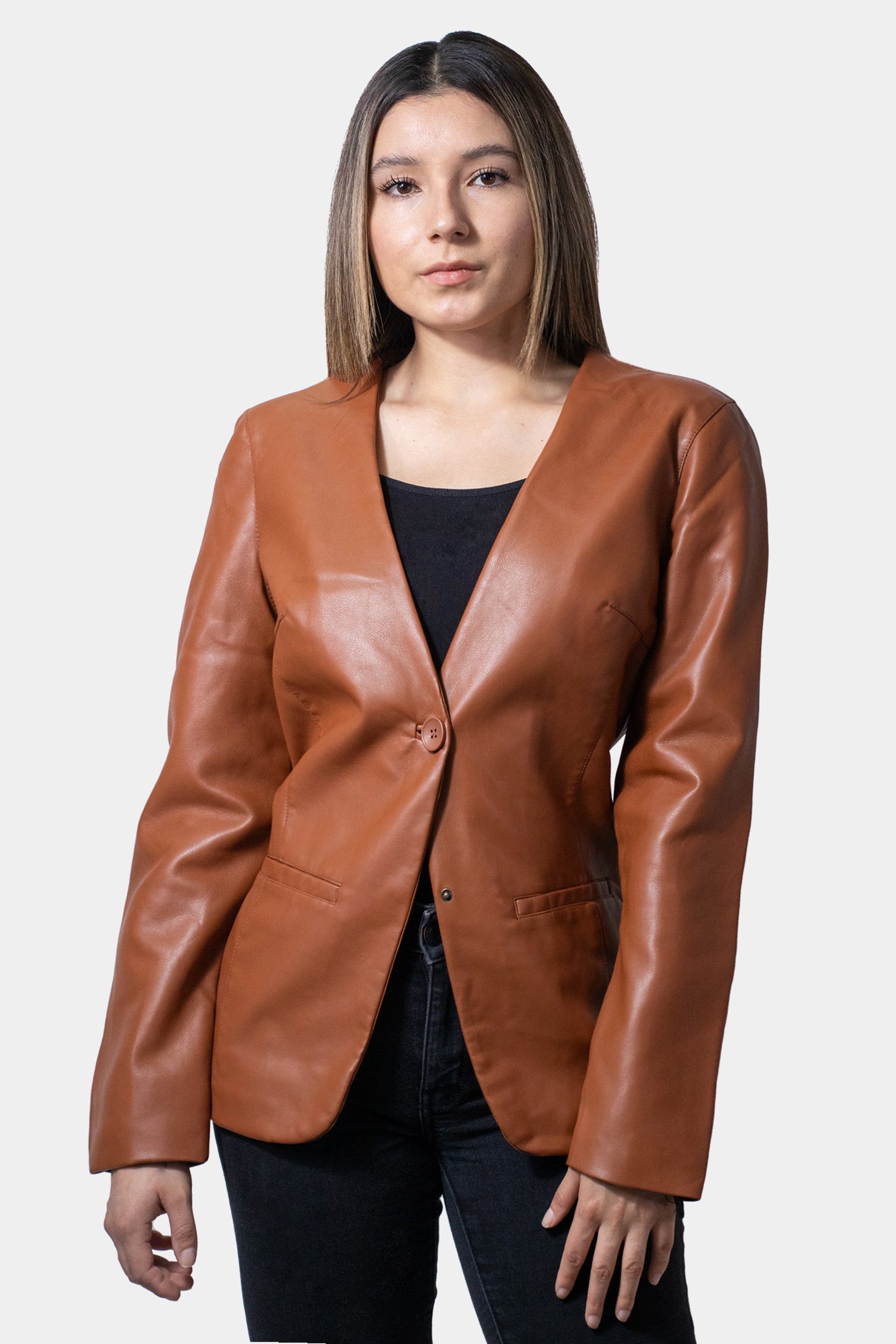 Faux Leather Long Sleeve Blazer sold by Lord & Taylor