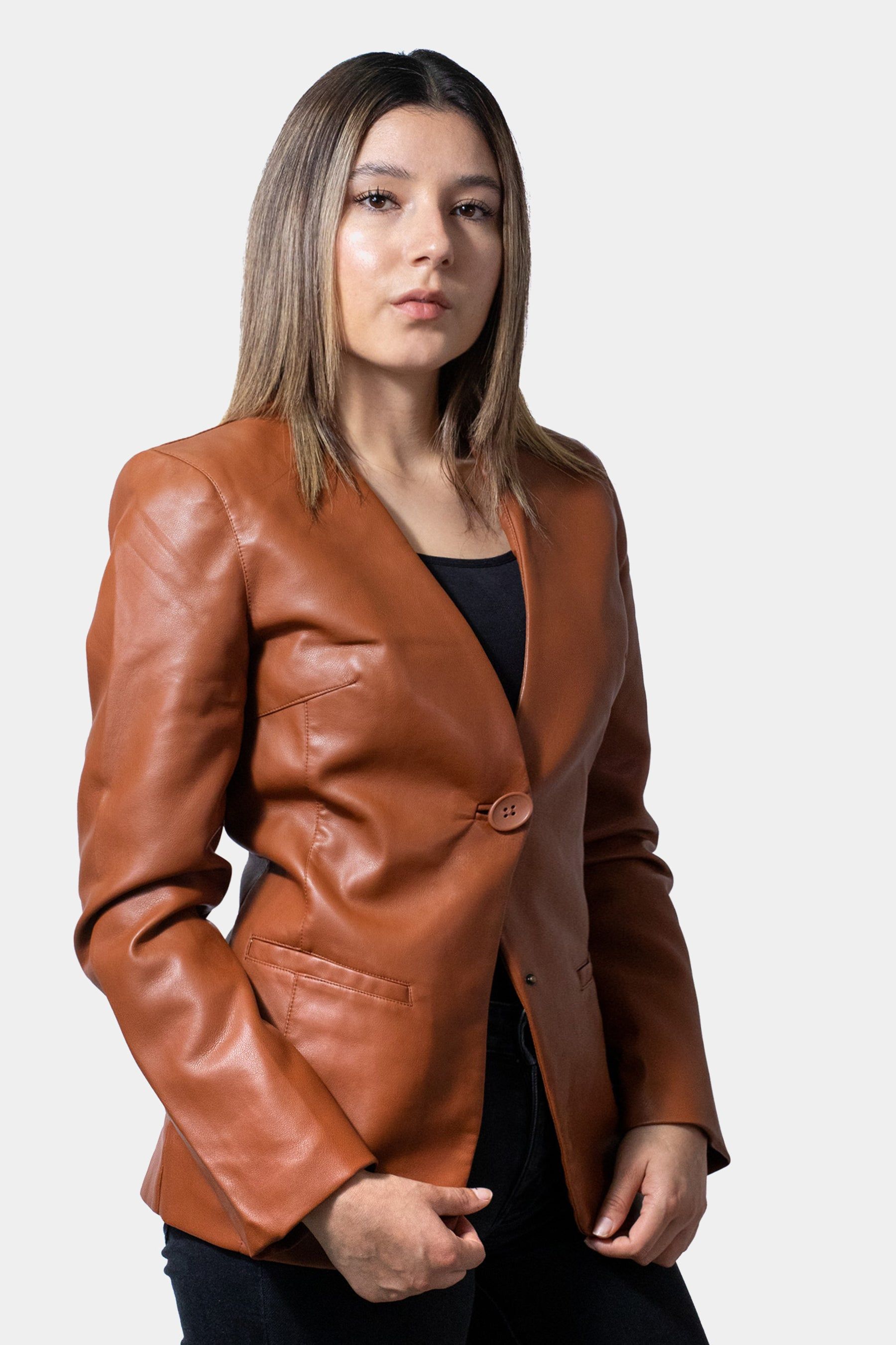 Faux Leather Long Sleeve Blazer sold by Lord & Taylor product image thumbnail 2