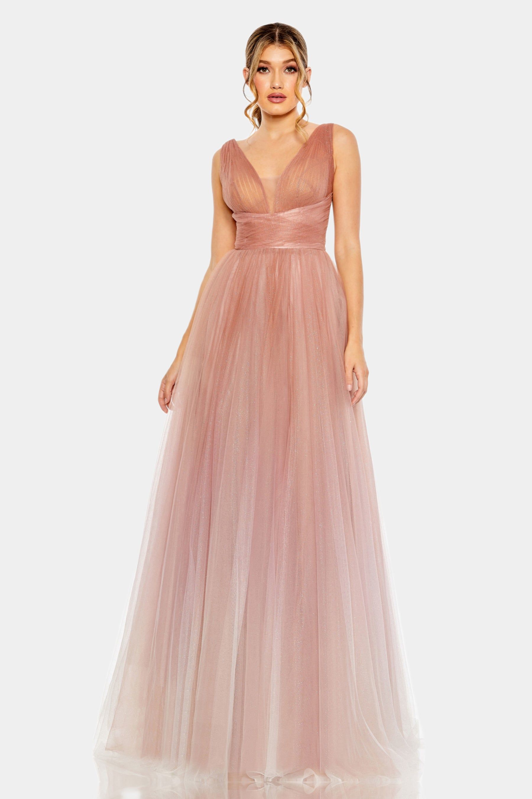 Glitter Ombre V-neck Sleeveless Gown sold by Lord & Taylor