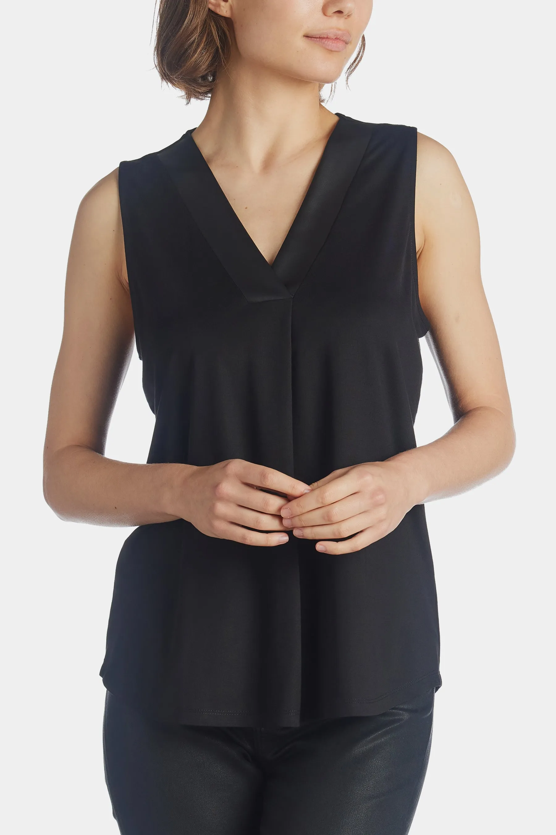 Pleat Front Shell Pleather Trim Top sold by Lord & Taylor product image thumbnail 5