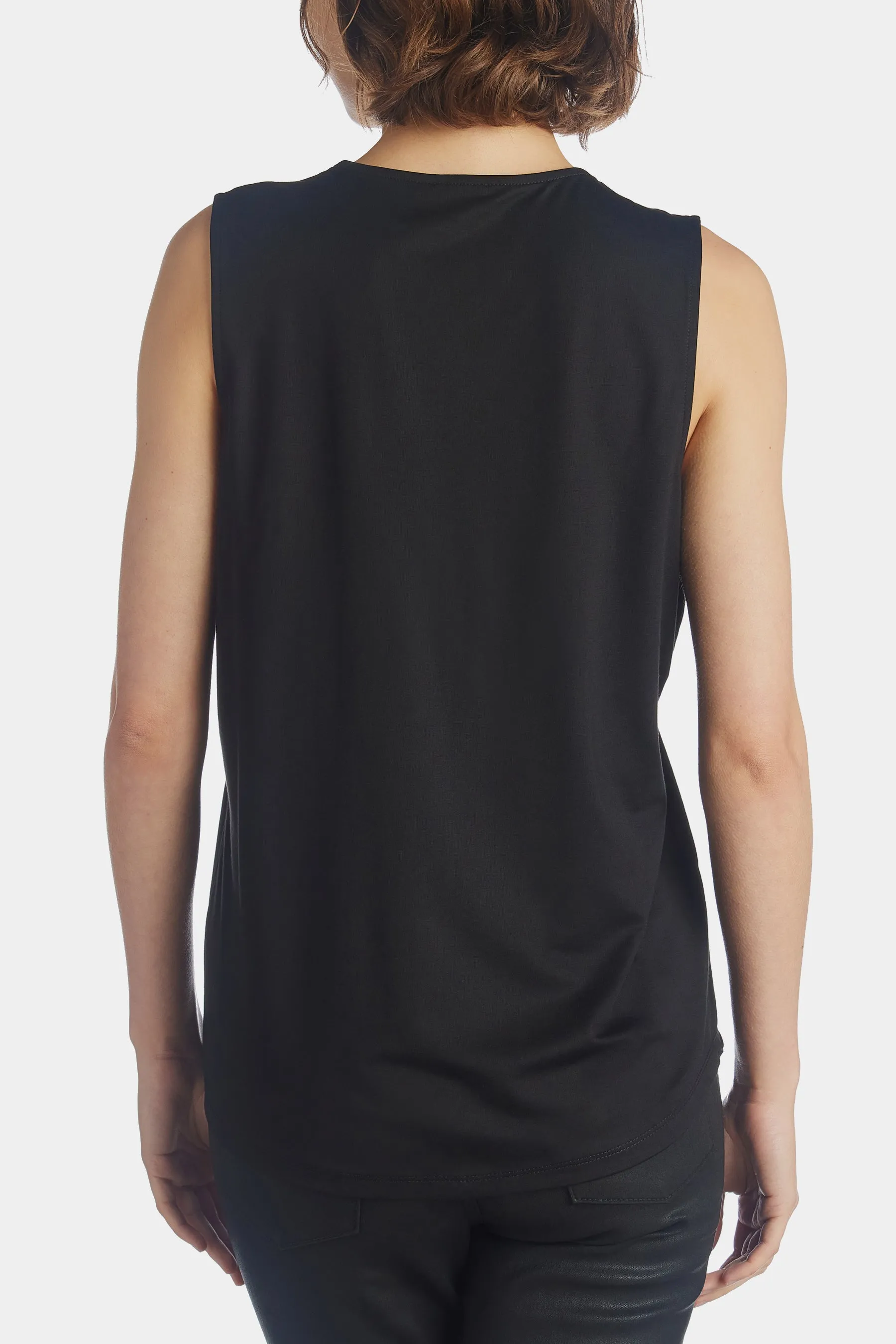 Pleat Front Shell Pleather Trim Top sold by Lord & Taylor product image thumbnail 3