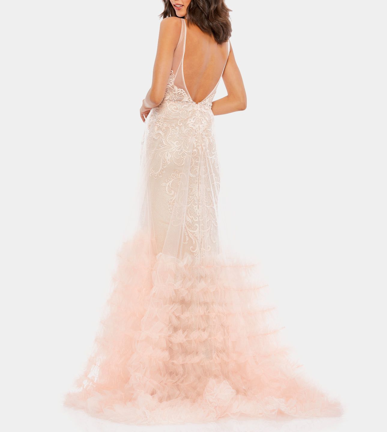 Lace Ruffle Tiered Sleeveless Plunge Neck Gown sold by Lord & Taylor product image thumbnail 3