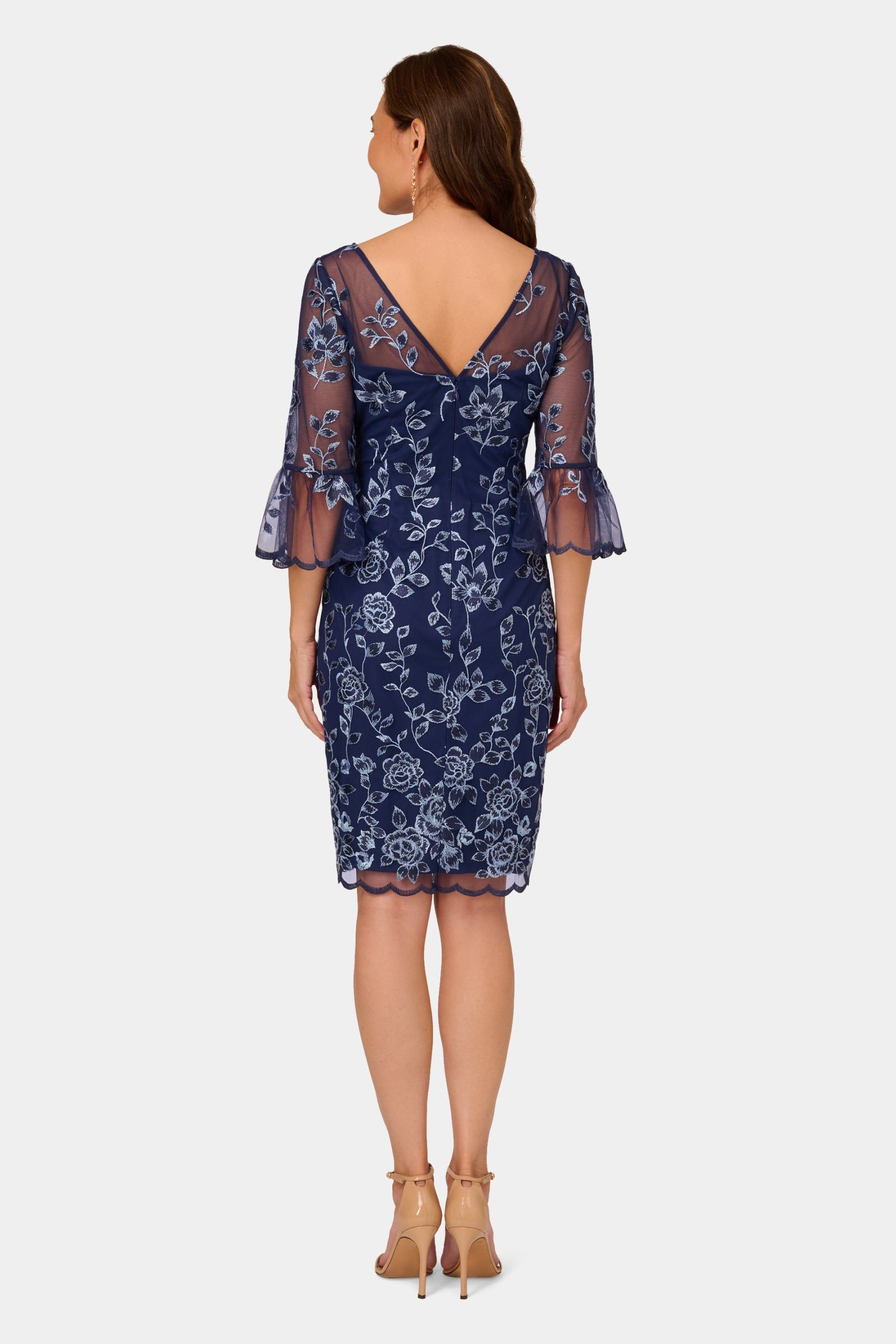 Bell Sleeve Sheer Enbroidered Sheath Dress sold by Lord & Taylor product image thumbnail 2
