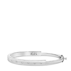 Inlay Cz On Half Front Oval Bangle sold by Lord & Taylor