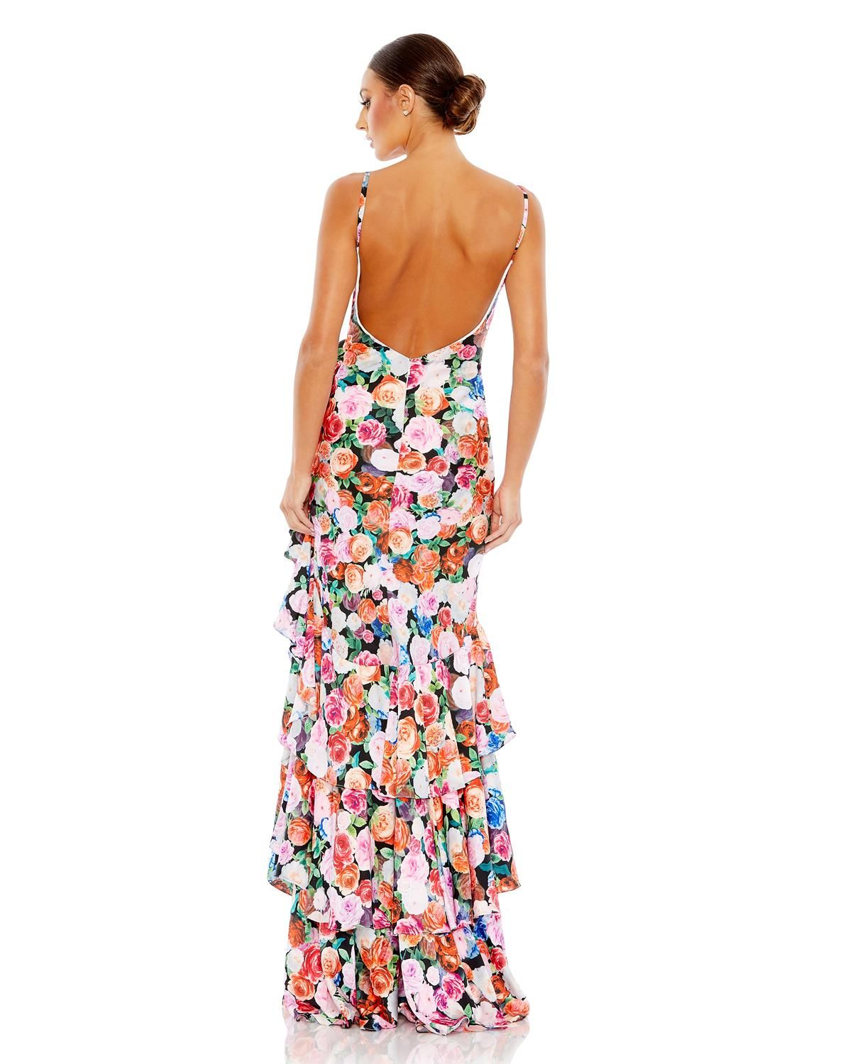 Floral Print Asymmetrical Ruffle Hem Gown sold by Lord & Taylor product image thumbnail 4