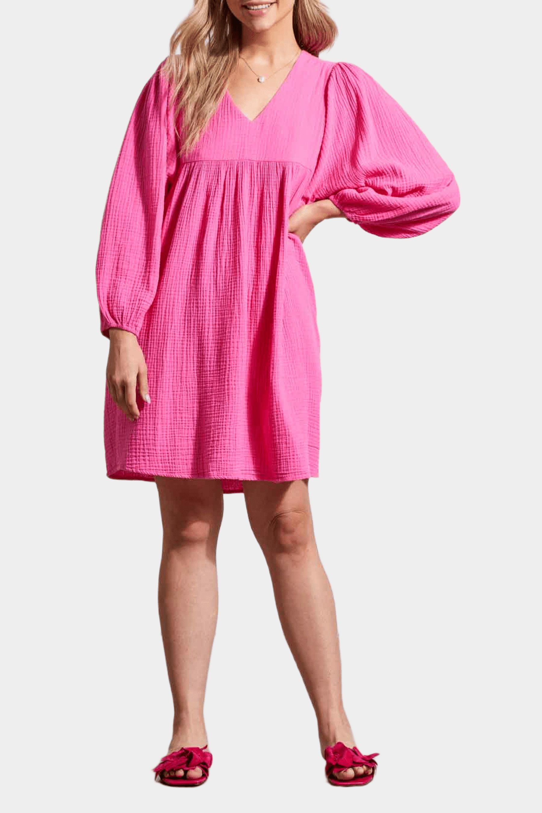 V-Neck Puff Sleeve Dress sold by Lord & Taylor