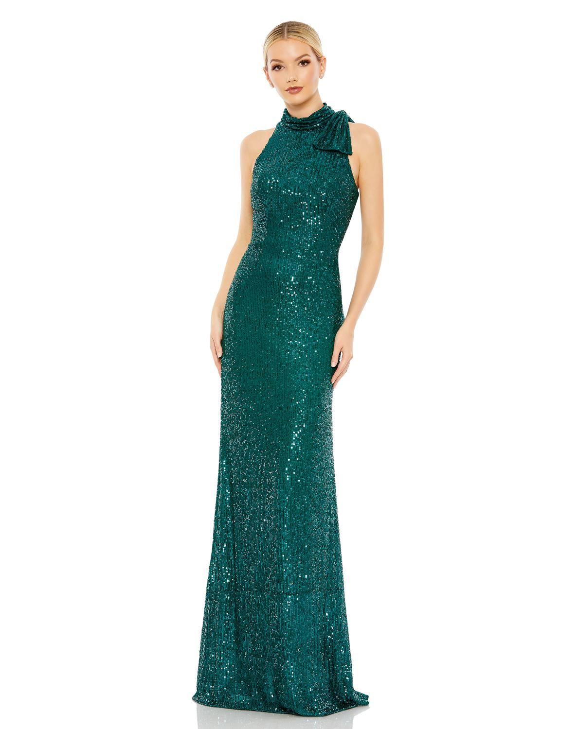 Sequined Soft Tie Halter Neck Column Gown sold by Lord & Taylor product image thumbnail 4