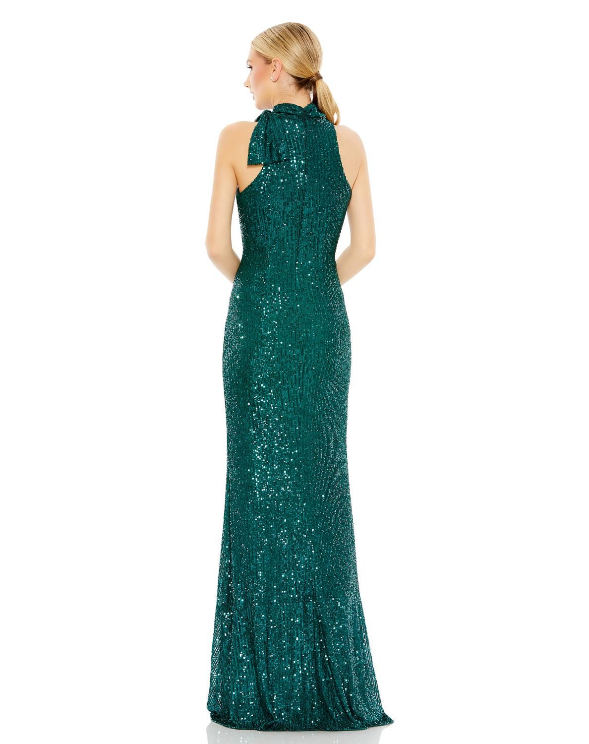 Sequined Soft Tie Halter Neck Column Gown sold by Lord & Taylor product image thumbnail 2