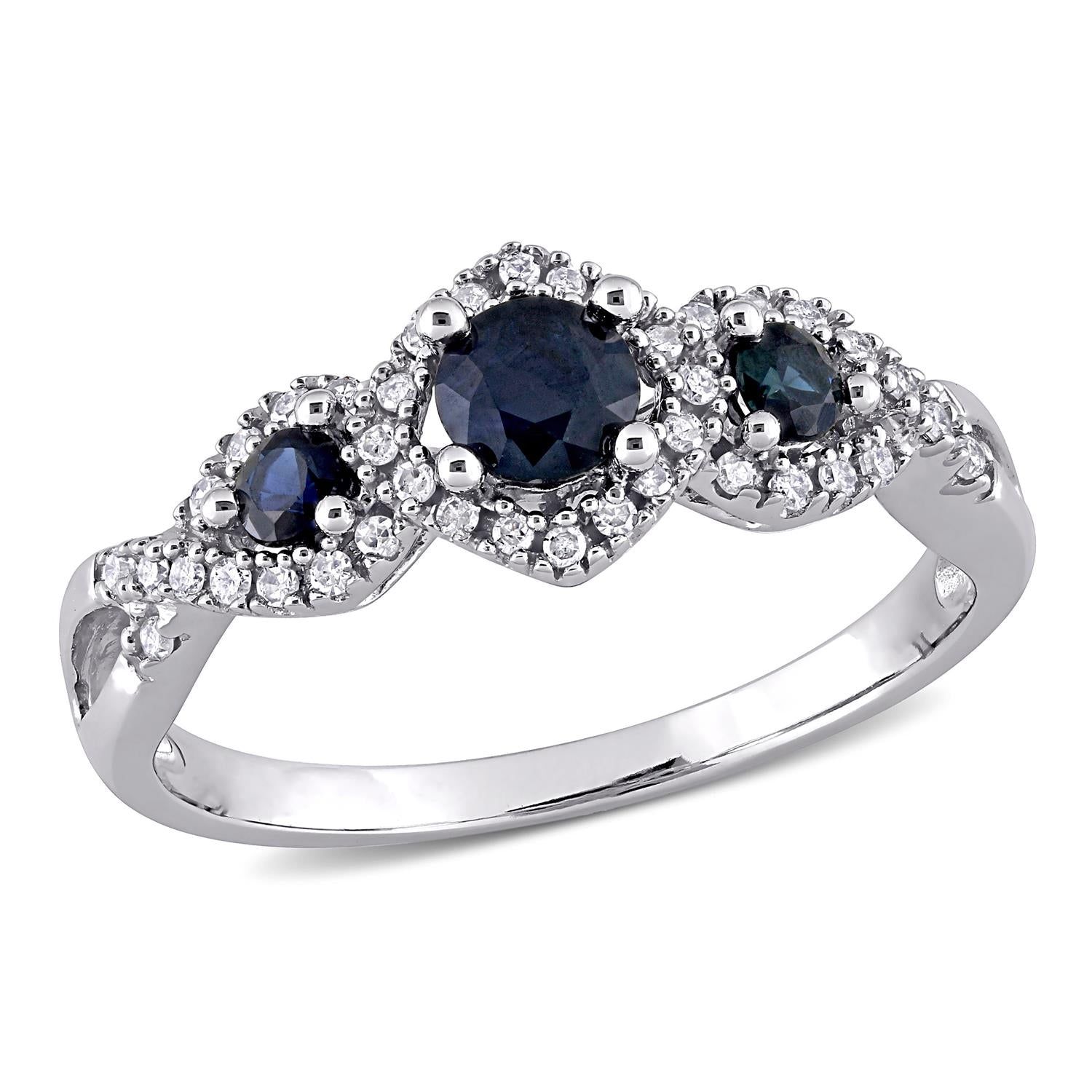 10k White Gold Sapphire and Diamond Ring sold by Lord & Taylor