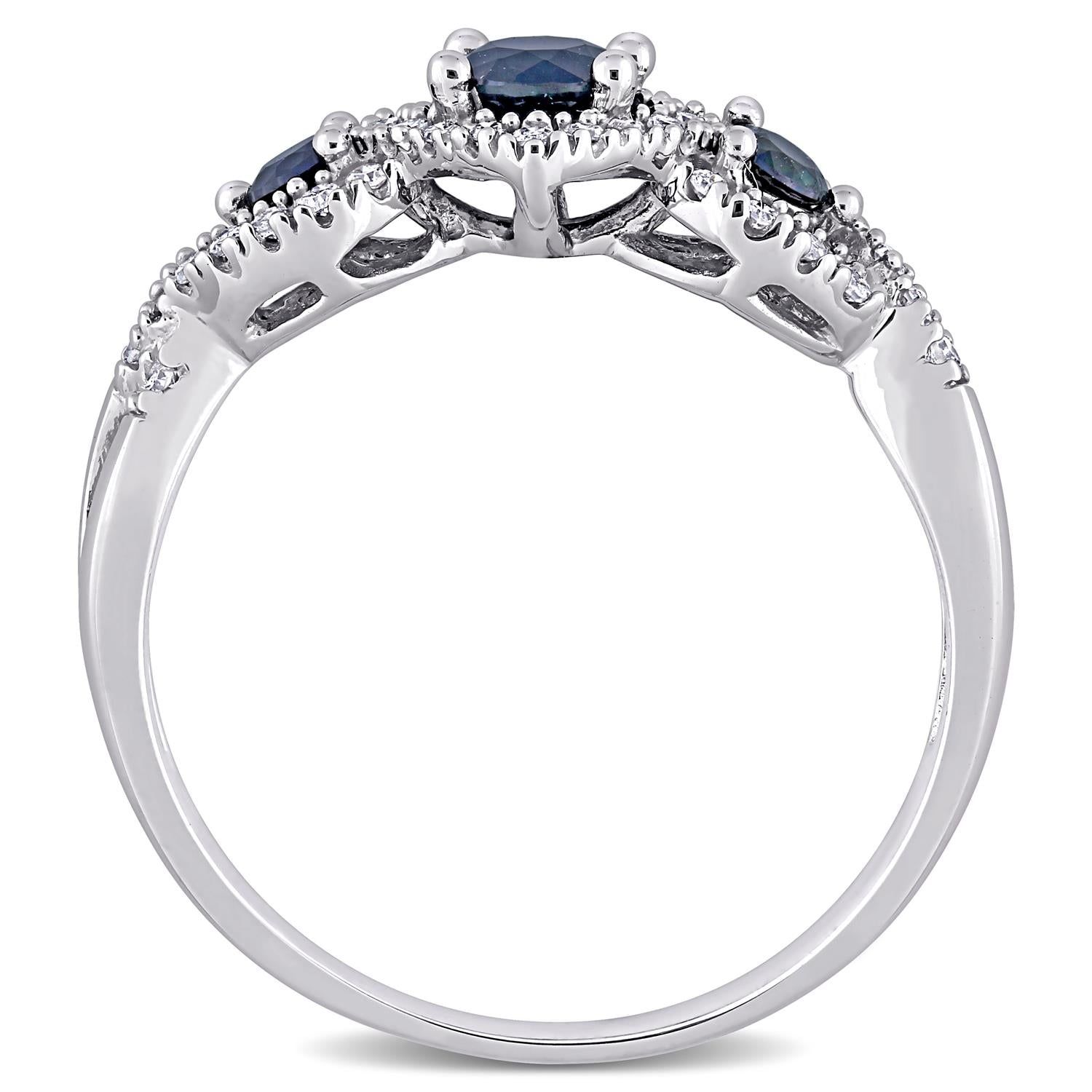 10k White Gold Sapphire and Diamond Ring sold by Lord & Taylor product image thumbnail 3