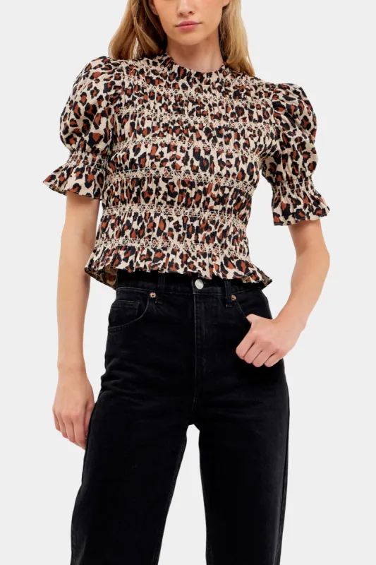Leopard Print Puff Sleeve Top sold by Lord & Taylor