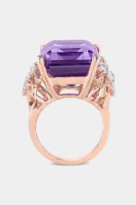 Octagon Amethyst and Diamond Cocktail Ring in 14k Rose Gold sold by Lord & Taylor