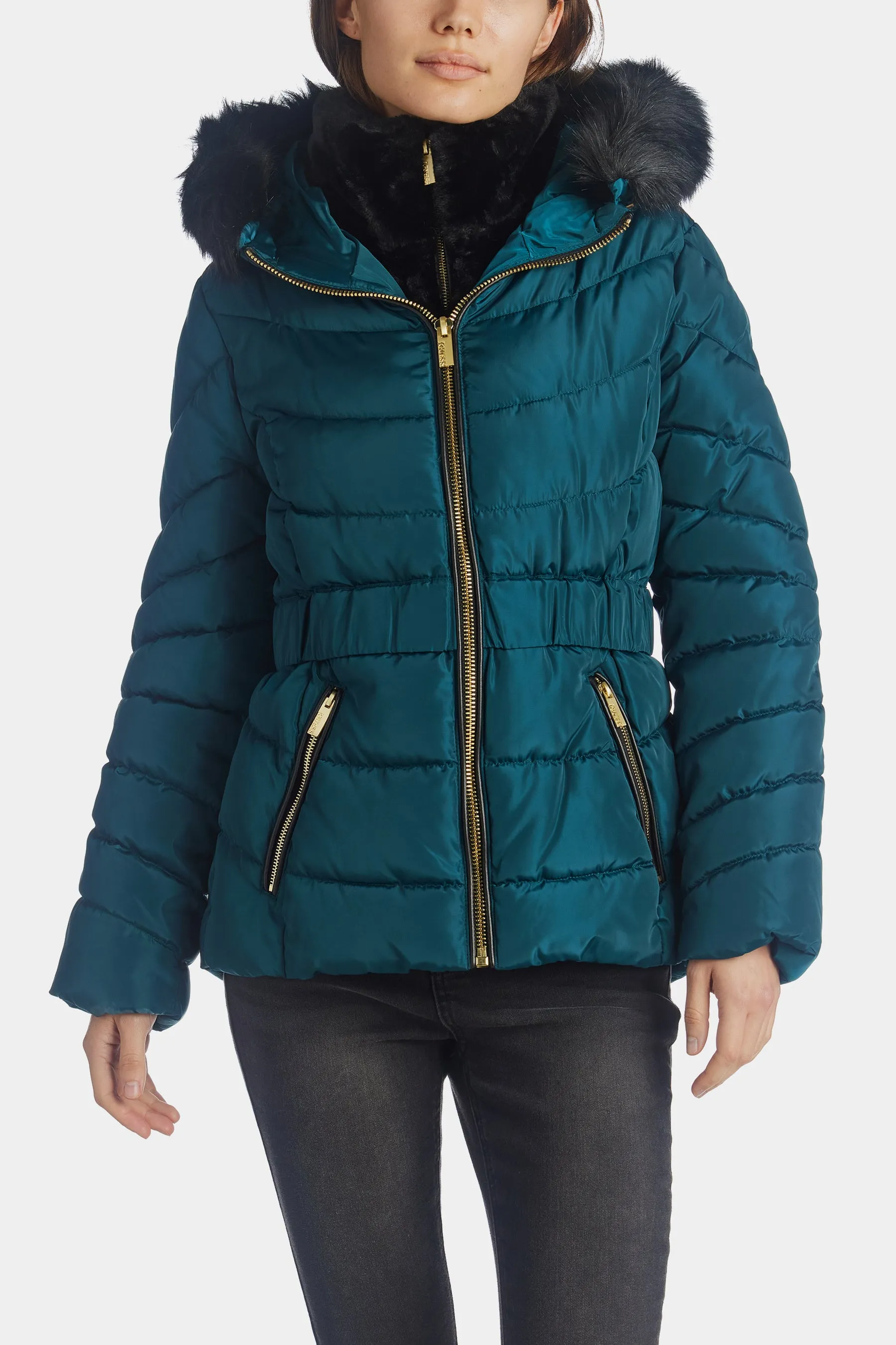 Faux Fur Trim Hooded Puffer sold by Lord & Taylor