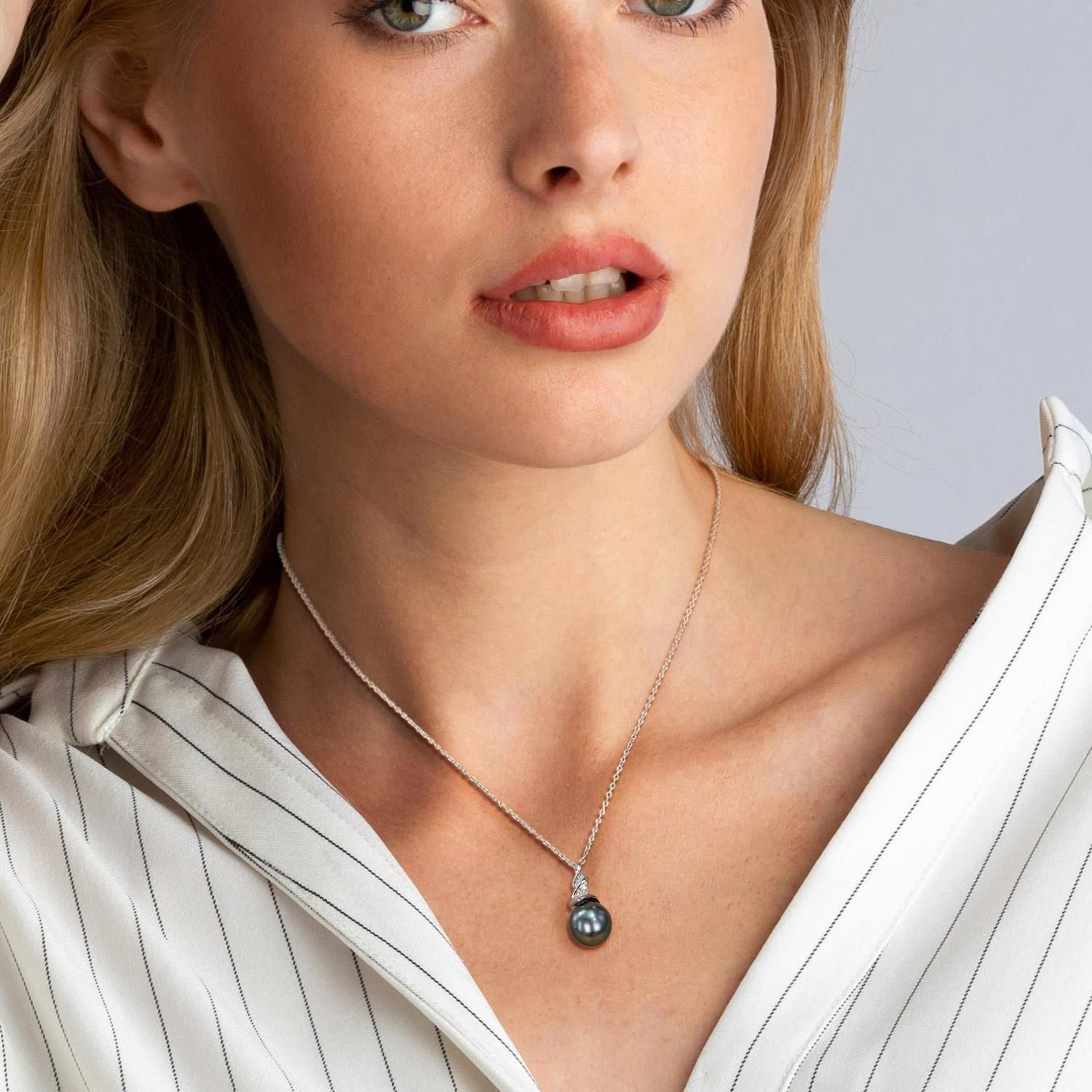 Tahitian Cultured Pearl and Diamond Necklace sold by Lord & Taylor product image thumbnail 4