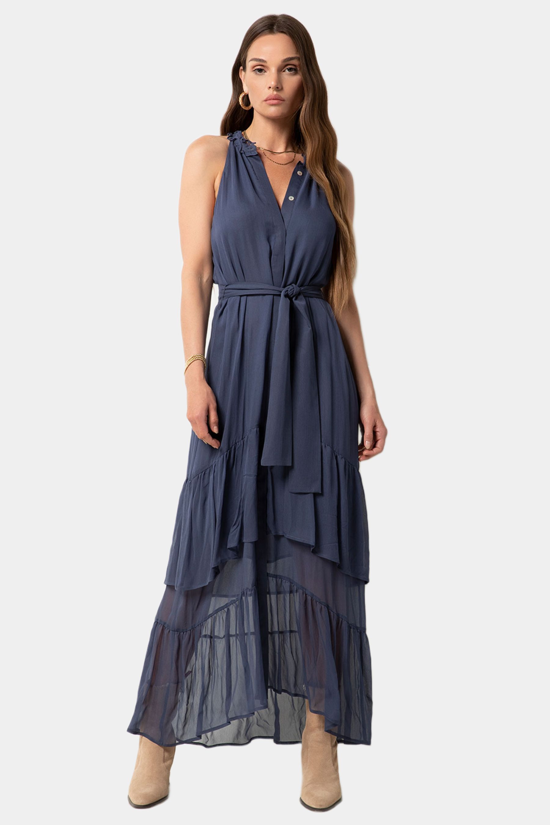 Arissa Sleeveless Ruffle Maxi Dress sold by Lord & Taylor