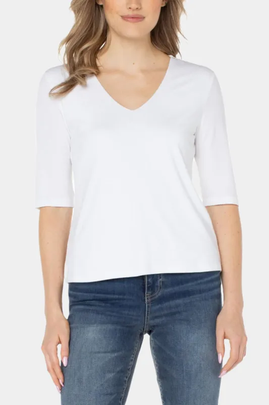 Double Layer V-Neck Baby Rib Knit Top sold by Lord & Taylor