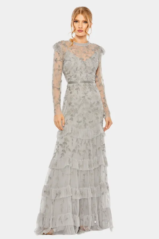 Flutter Cap Long Sleeve Tiered Gown sold by Lord & Taylor