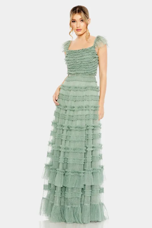 Ruffle Cap Sleeve Tiered Gown sold by Lord & Taylor