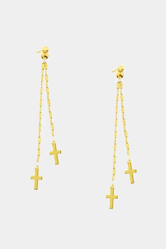 Polished Double Strand Dangle Cross Earrings sold by Lord & Taylor