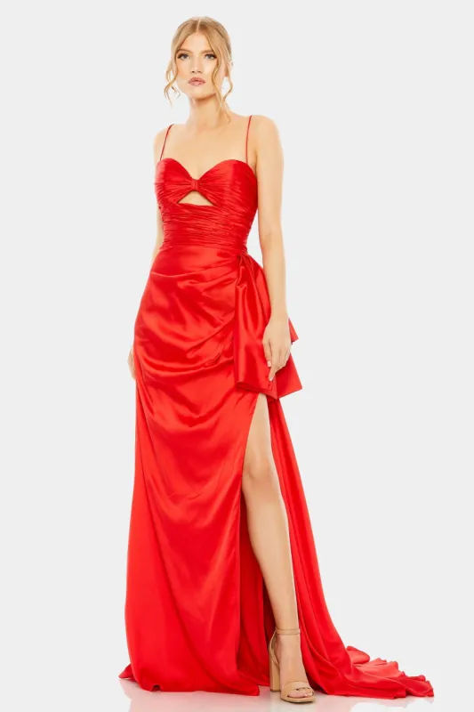 Spaghetti Strap Cut Out Side Bow Gown sold by Lord & Taylor