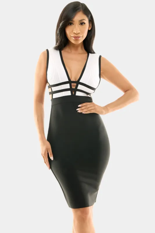 Plunge Neck Bandage Dress sold by Lord & Taylor