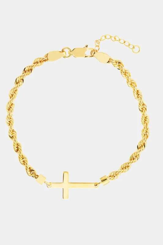 Cross On Rope Chain Adjustable Bracelet sold by Lord & Taylor