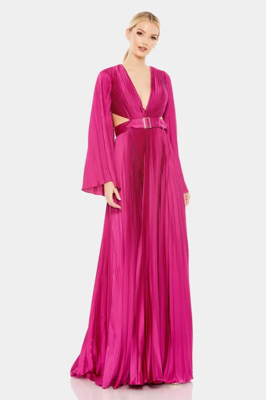 Long Sleeve Lace Up Back Charmeuse Gown sold by Lord & Taylor