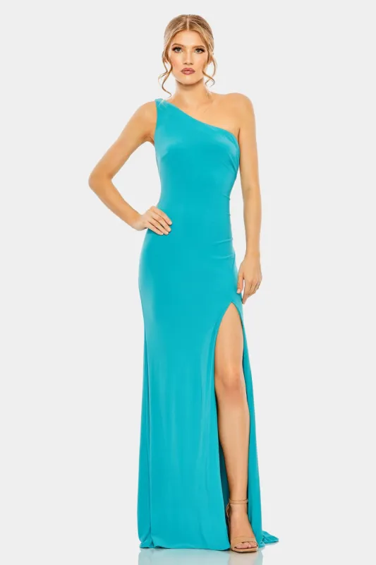 Jersey One Shoulder Draped Back Gown sold by Lord & Taylor